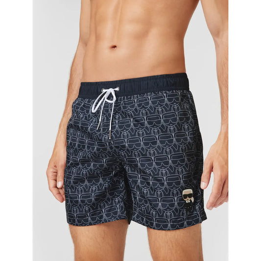 Karl Lagerfeld Ikonik All-Over-Print Board Shorts - Black