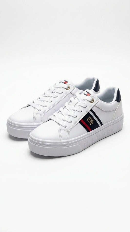 Tommy Hilfiger Women Essential Signature Platform Sneakers - White