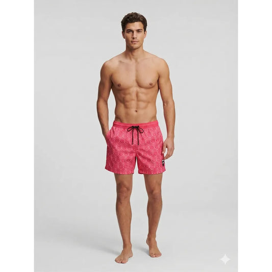 Karl Lagerfeld Ikonik All-Over-Print Board Shorts - Fuchsia