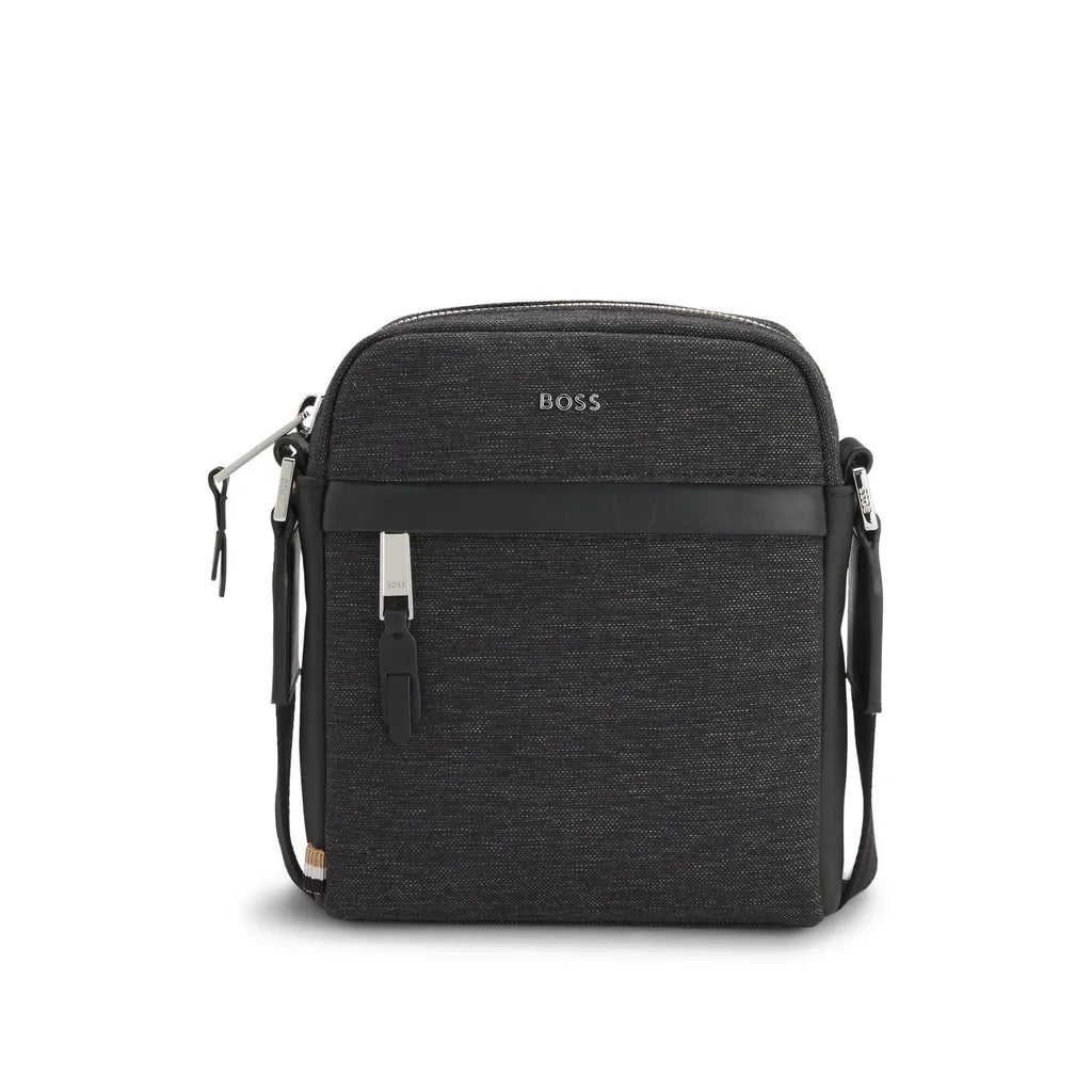 Boss Messenger Bag with Leather Trims - Dark Grey