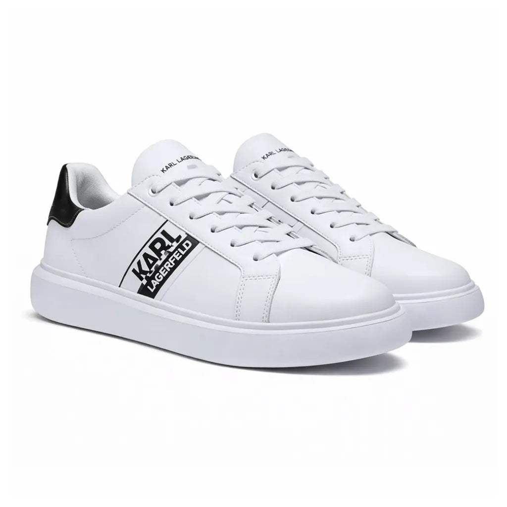 KARL LAGERFELD PARIS Logo Leather Low-Top Sneakers Men - White