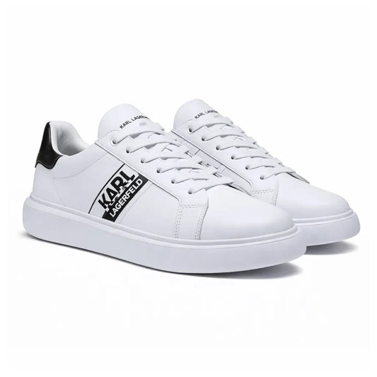 KARL LAGERFELD PARIS Logo Leather Low-Top Sneakers Men - White