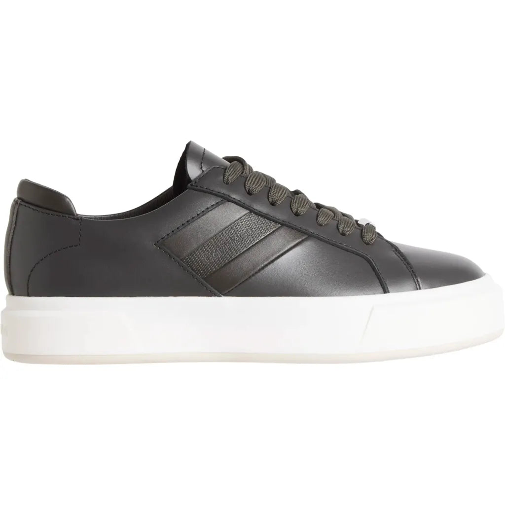 Calvin Klein BASKET CUPS LACE UP LOGO TAPE Grey Women's Casual Athletic Shoes