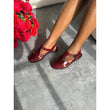 ZARA Cassidy Maroon Cage Buckle Flat Sandals