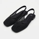 ZARA Black Crochet Pointed Slingback Flats
