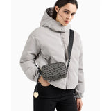 Camera case with shoulder strap and all-over monogram print