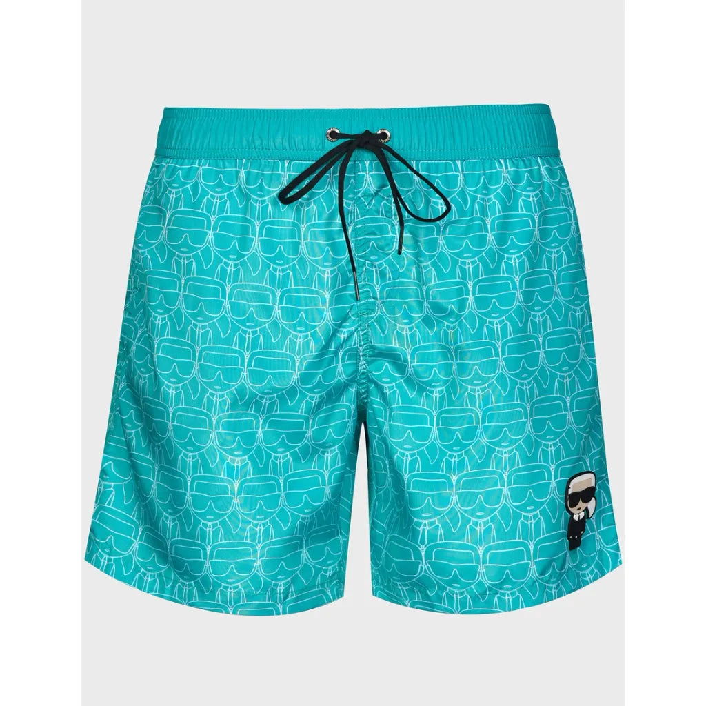 Karl Lagerfeld Ikonik All-Over-Print Board Shorts - Aqua