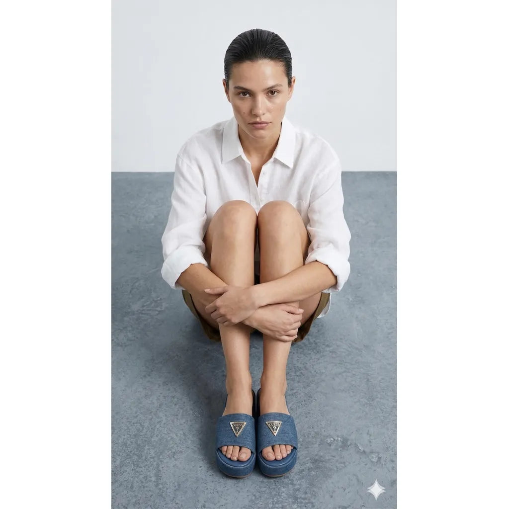 Guess Havas Denim Slide Sandals
