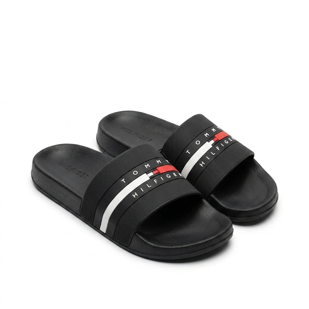 Tommy Hilfiger Men Essential Flag Logo Pool Slides - Black