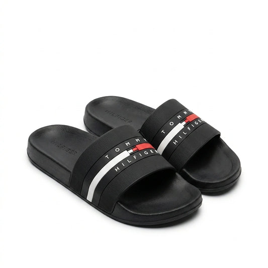 Tommy Hilfiger Men Essential Flag Logo Pool Slides - Black
