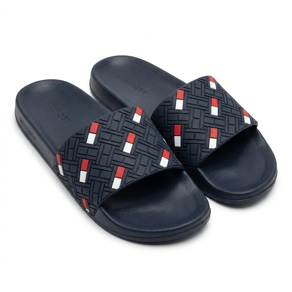 Tommy Hilfiger Men's Flag Embossed Pool Slides - Navy Blue
