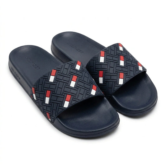 Tommy Hilfiger Men's Flag Embossed Pool Slides - Navy Blue