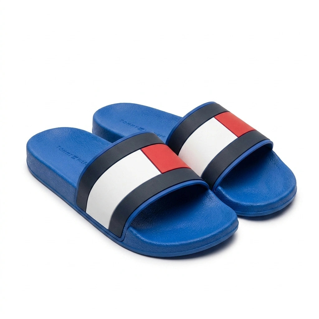 Tommy Hilfiger Men Signature Flag Pool Slides - Blue