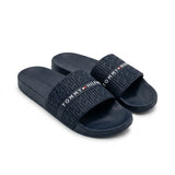 Tommy Hilfiger Men Textured Logo Strap Pool Slides - Navy Blue