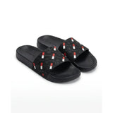 Tommy Hilfiger Men Monogram Embossed Pool Slides - Black
