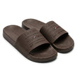Tommy Hilfiger Men Embossed Logo Pool Slides - Dark Brown