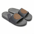 Tommy Hilfiger Men Established Logo Pool Slides - Charcoal with Tan Logo