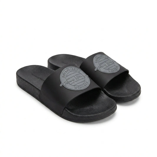 Tommy Hilfiger Men Established Logo Pool Slides - Black