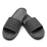 Tommy Hilfiger Men Embossed Logo Pool Slides - Dark Grey