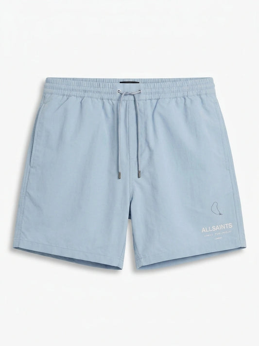 ALLSAINTS Logo Print Swim Shorts - Light Blue