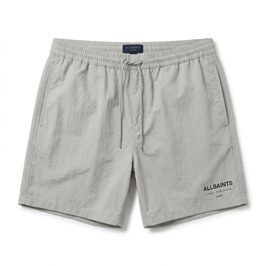 ALLSAINTS Men's Underground Graphic Drawstring Shorts - Light Grey