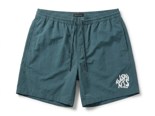 ALLSAINTS Men's Graphic Logo Drawstring Shorts - Petrol