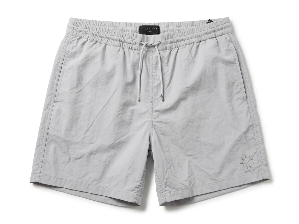 AllSaints Men's Drawstring Logo Shorts - Light Grey