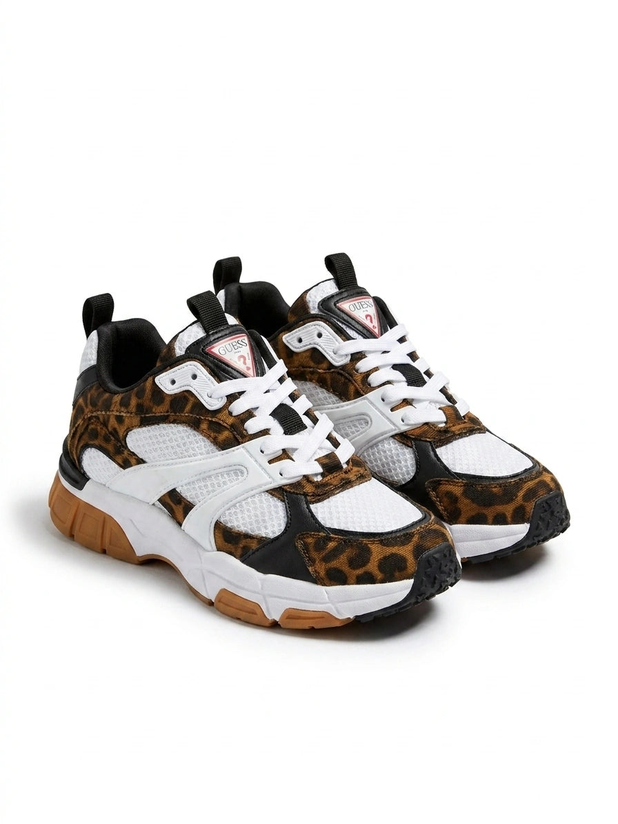 Guess Women's Mesh and Leopard Print Chunky Sneakers - Leopard Multi