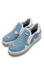 Karl Lagerfeld Women's Embellished Denim-Look Slip-On Sneakers - Light Blue