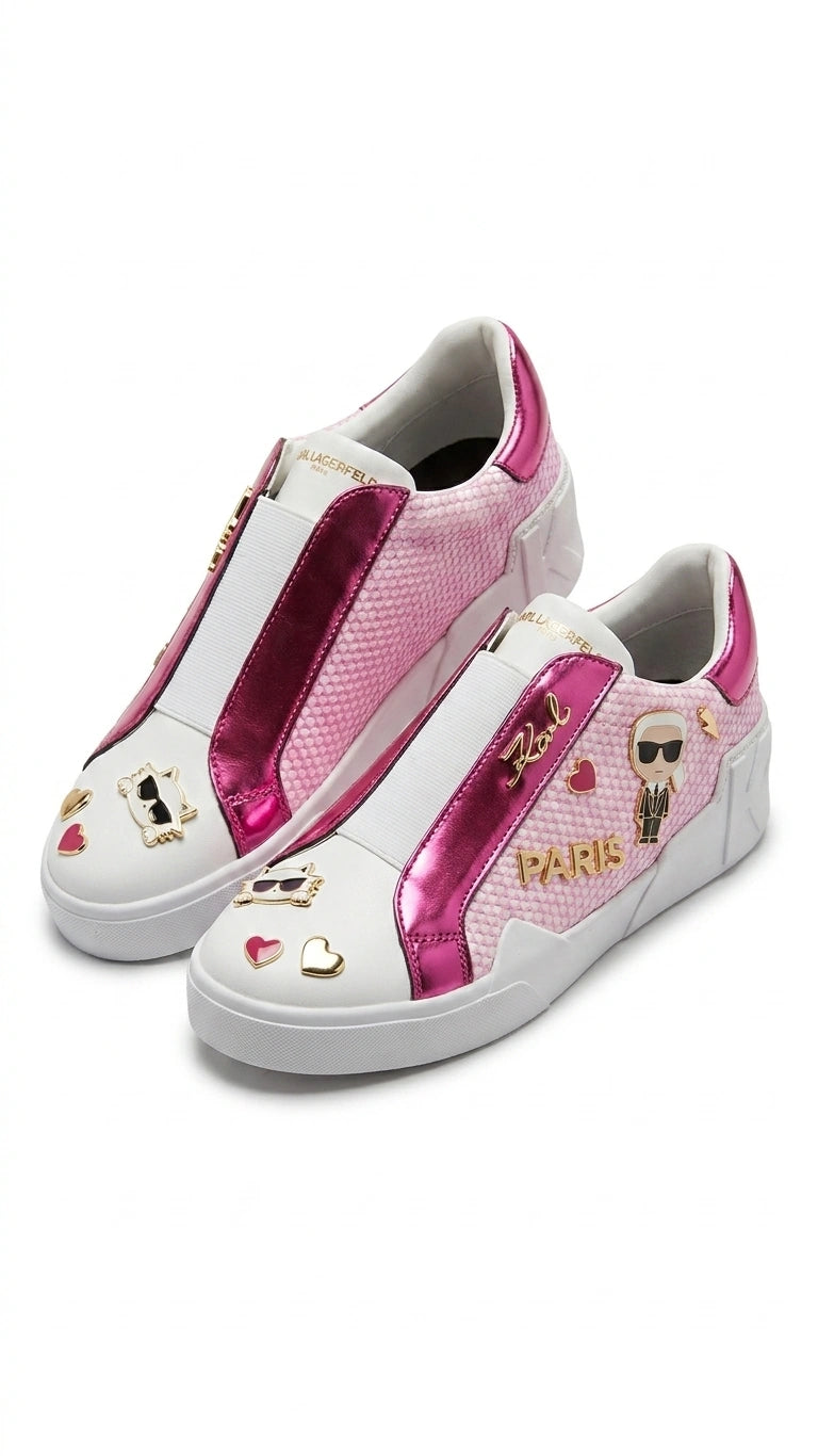 Karl Lagerfeld K/Ikonic Embellished Slip-On Sneakers - Pink Multi