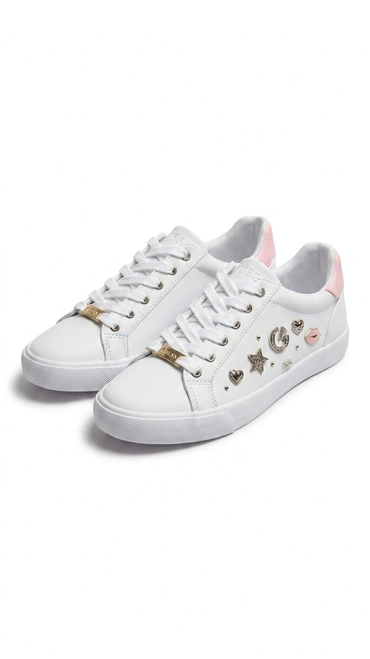 GUESS Women's Embellished Low-Top Sneakers - White Multi