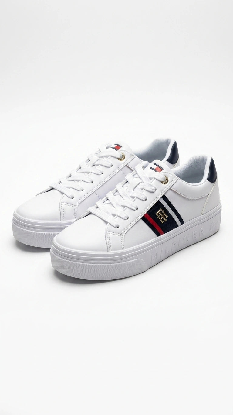 Tommy Hilfiger Women Essential Signature Platform Sneakers - White
