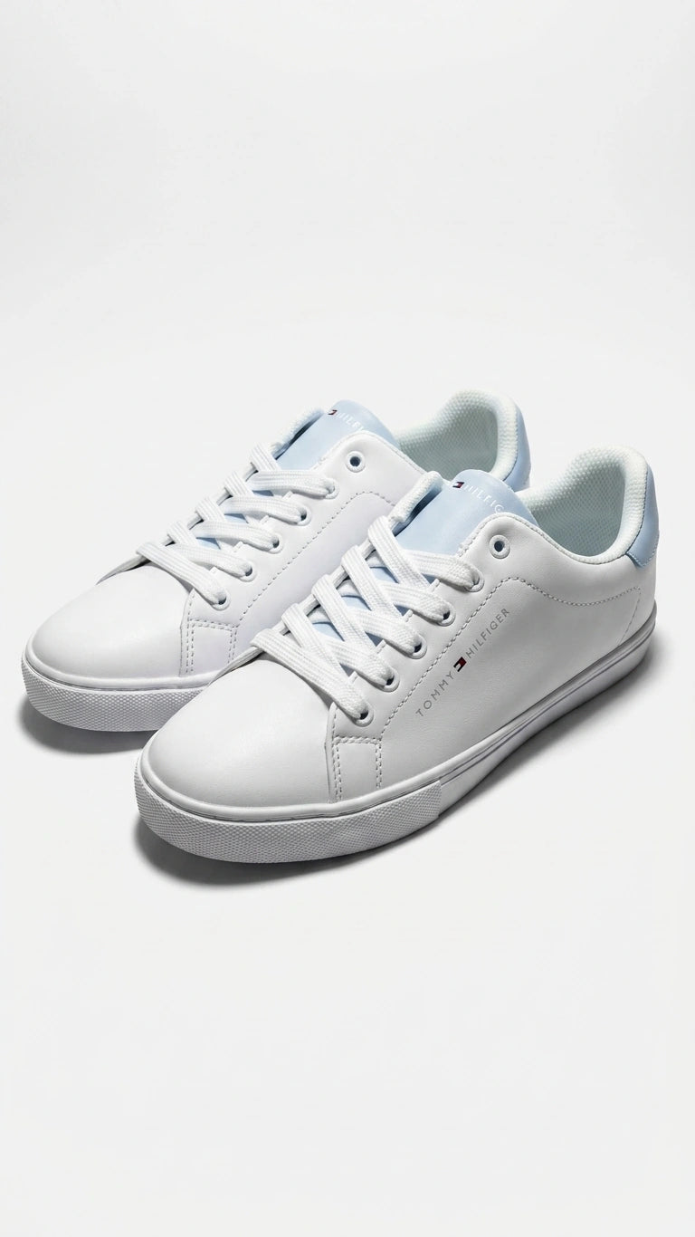 Tommy Hilfiger Women's Essential Low Top Sneakers - White/Light Blue