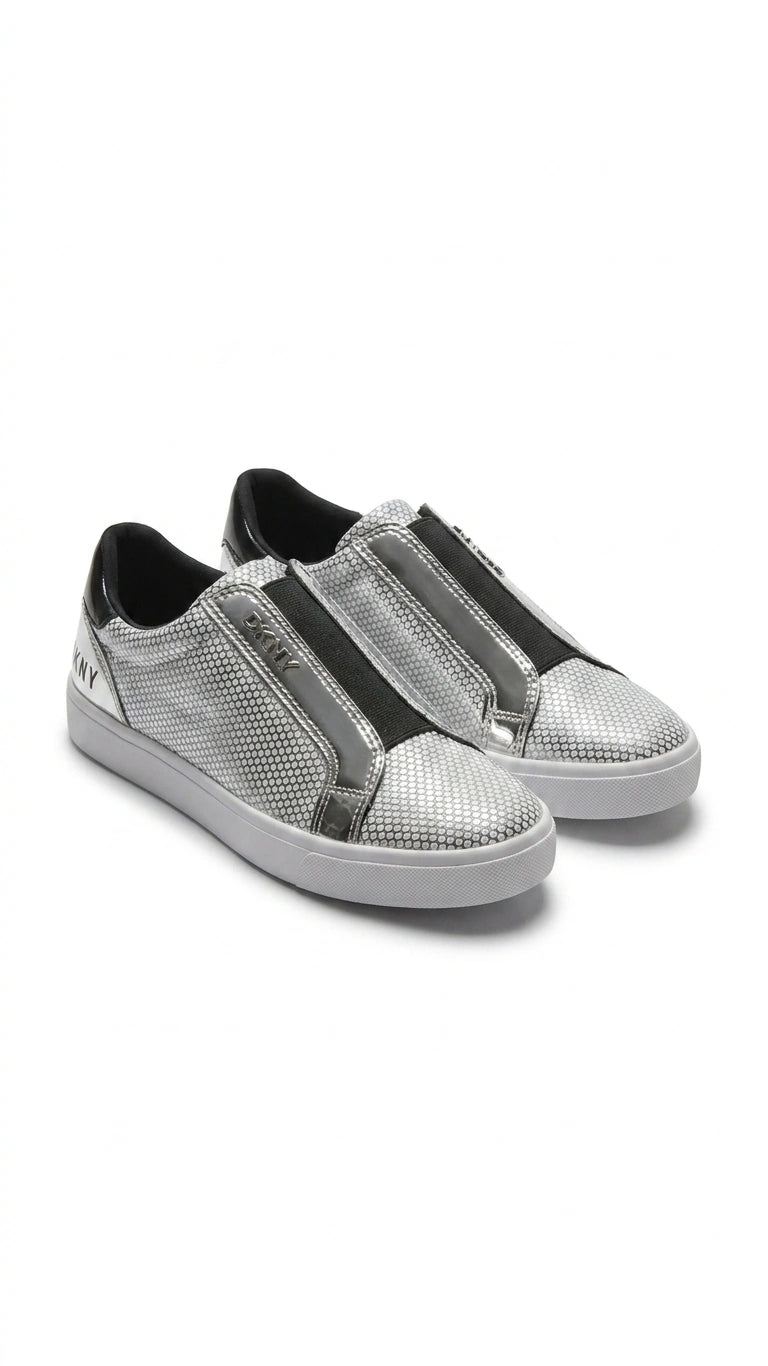 DKNY Women Textured Slip-On Sneakers - Silver