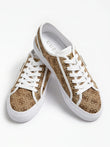 GUESS Women's Low-Top Monogram Print Lace-Up Sneakers - Brown/White