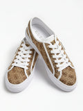 GUESS Women's Low-Top Monogram Print Lace-Up Sneakers - Brown/White