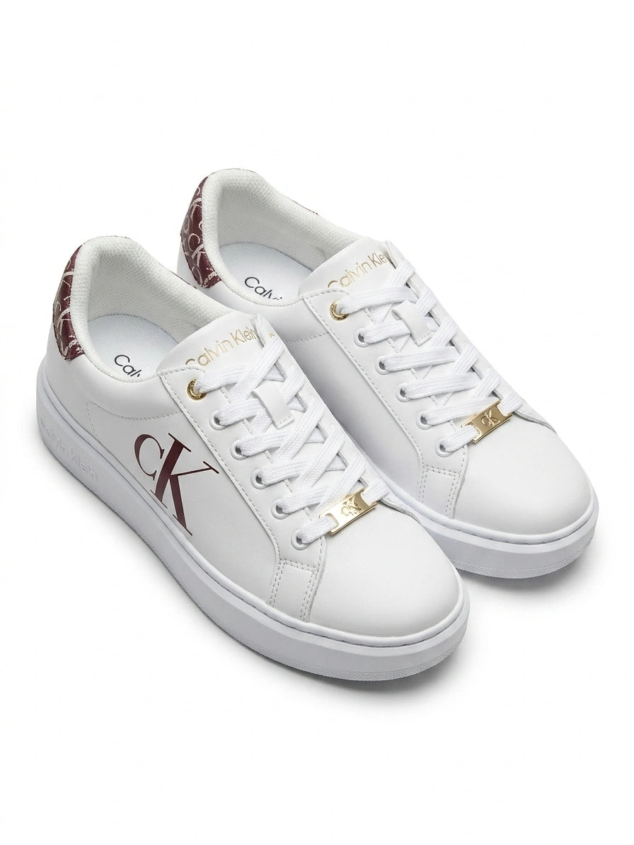 Calvin Klein Women's Low Top Platform Sneakers - White/Burgundy