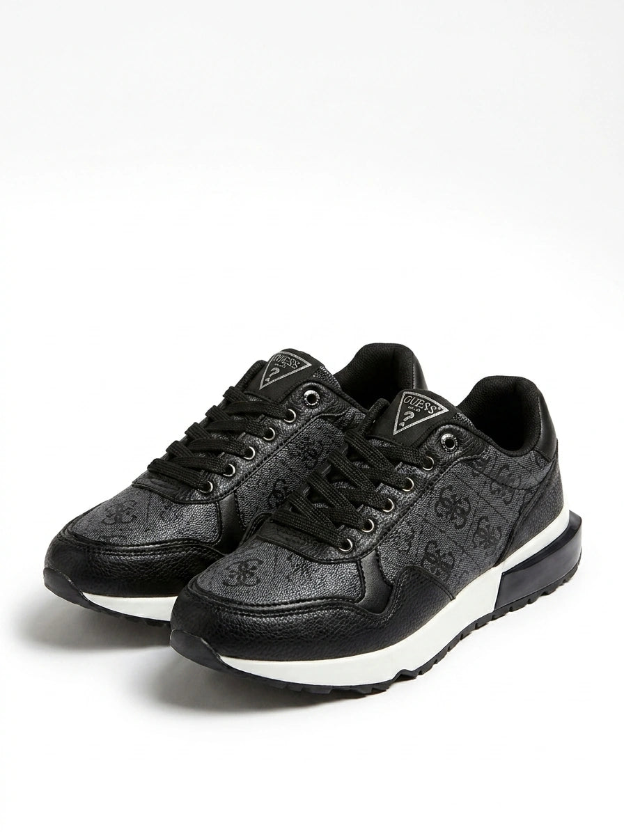 Guess Monogram Low-Top Sneakers - Black