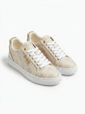 GUESS Women's All-Over Logo Lace-Up Sneakers - Beige