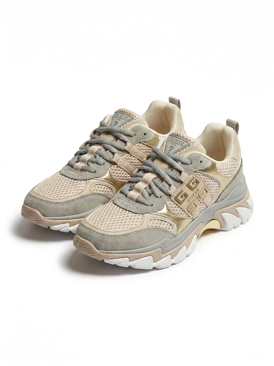 GUESS Women's Chunky Trainers - Beige Gold Multi