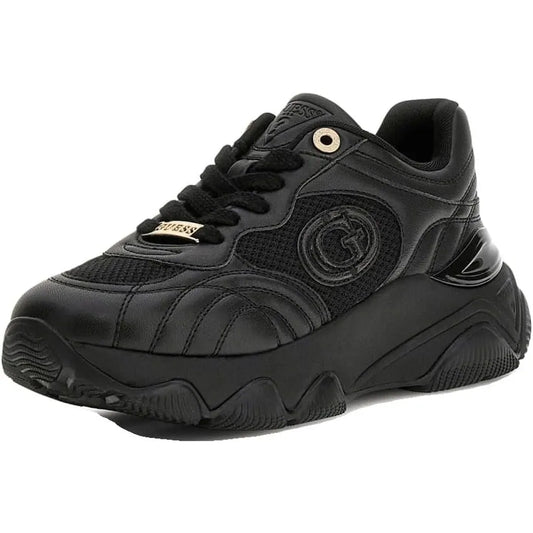 GUESS Women's Mesh Panel Lace-Up Sneakers - Black
