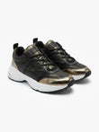 DKNY Women's Textured Panel Chunky Sneakers - Black Gold