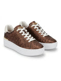 Michael Kors Women's Glitter Platform Lace-Up Sneakers - Bronze
