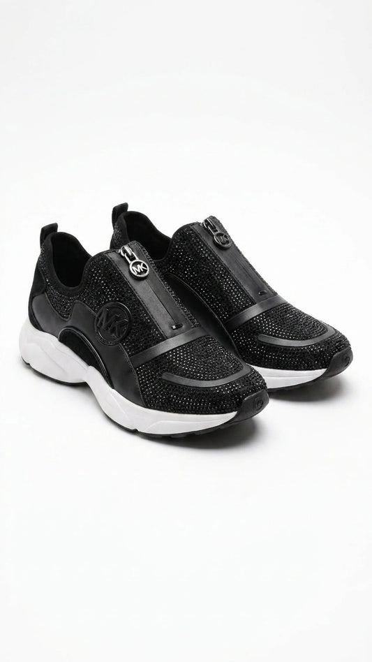 Michael Kors Women's Studded Zipper Slip-On Sneakers - Black