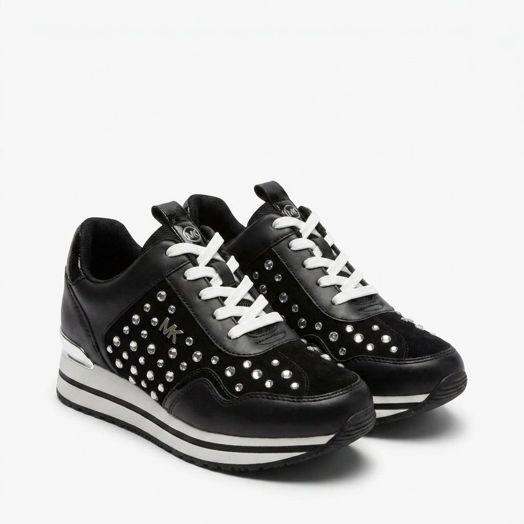 Michael Kors Women's Studded Wedge Trainers - Black/White