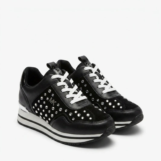 Michael Kors Women's Studded Wedge Trainers - Black/White