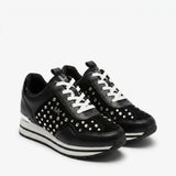 Michael Kors Women's Studded Wedge Trainers - Black/White