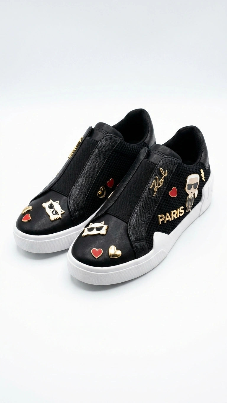 Karl Lagerfeld Women Choupette AppliquÃ© Slip-On Sneakers - Black