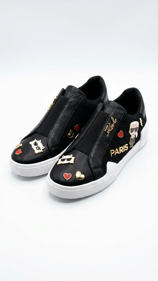 Karl Lagerfeld Women Choupette AppliquÃ© Slip-On Sneakers - Black