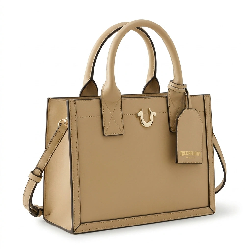 True Religion Women's Horseshoe Logo Structured Tote Bag - Tan